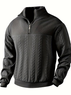 Roberto™ -Vintage Herrenpullover mit Reißverschluss in Schwarz