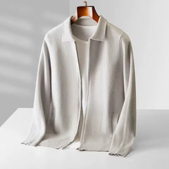 EDWIN - FEINSTRICK-STRICKJACKE MIT REISSVERSCHLUSS in Elfenbein