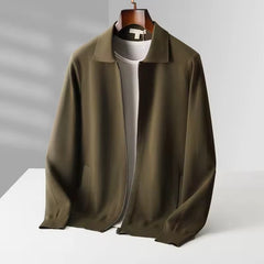 EDWIN - FEINSTRICK-STRICKJACKE MIT REISSVERSCHLUSS in Kaffee