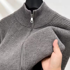 FREDERICK - STRICKJACKE AUS GROBERM STRICK in Grau