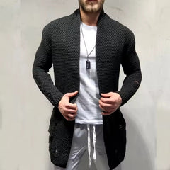 FLORIAN - LÄSSIGE LANGE STRICKJACKE in Schwarz