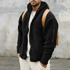 Carl - Lässige Fleece Jacke in Schwarz