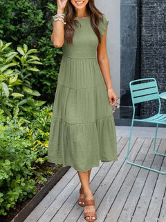 Leana - Kleid - Geraffte Büste in Grün