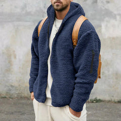 Carl - Lässige Fleece Jacke in Blau