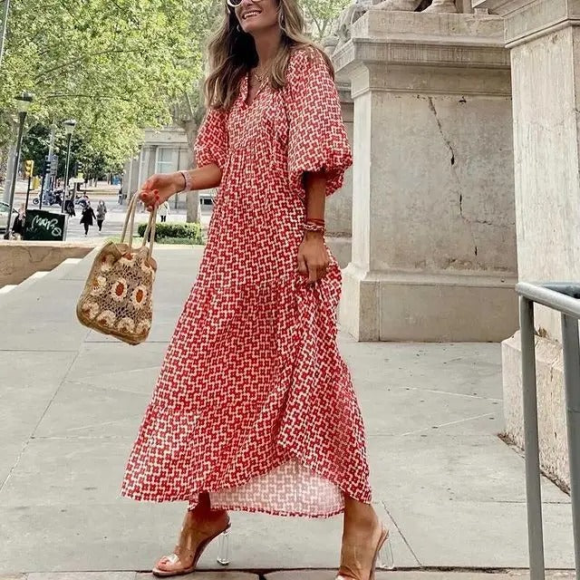 Boho-Kleid mit Puffärmeln