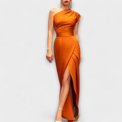 Axa - Stilvolles asymmetrisches Abendkleid in ORANGE