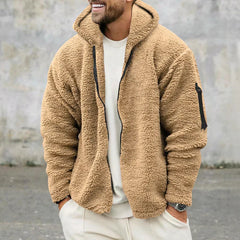 Carl - Lässige Fleece Jacke in Khaki