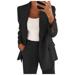 MiraSet - Damen-Anzug-Set mit Blazer und Hose in Uni-Farbe in Schwarz