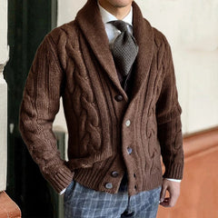 Enzo - Gestrickte Strickjacke in Braun