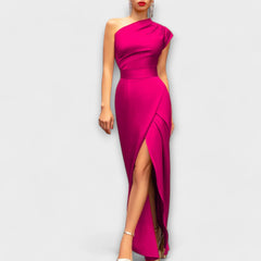 Axa - Stilvolles asymmetrisches Abendkleid in ROSA