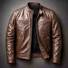 Dominik | Herren Vintage Lederjacke Zeitlos in Braun