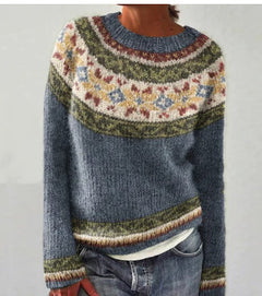 Dorothea | Weicher Rundhals Strickpullover in Blau