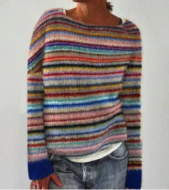 Dorothea | Weicher Rundhals Strickpullover in Regenbogen
