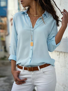 Clara | Elegante V-Ausschnitt Freizeitbluse in Hellblau