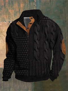 Albert - Herren-Retro-Kaschmir-Rollkragenpullover mit hohem Kragen in Schwarz