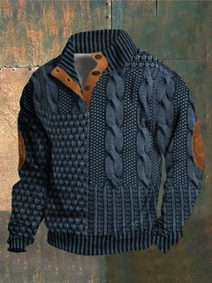 Albert - Herren-Retro-Kaschmir-Rollkragenpullover mit hohem Kragen in Dunkelblau