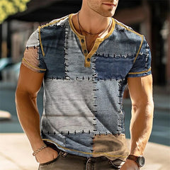 Nolan - Farbblock T-Shirt in Hellblau