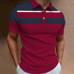 Cole - Gestreiftes Kurzarm-Poloshirt in Rot