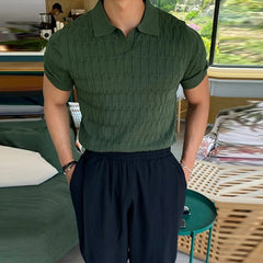 Bryan - Herren Koreanische Strickpolo in Grün