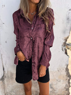 Sofie - Metallic-Bluse - Glitzerbluse in Rot