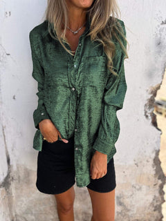 Sofie - Metallic-Bluse - Glitzerbluse in Grun