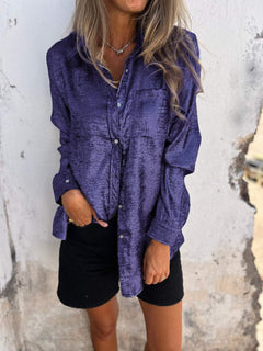 Sofie - Metallic-Bluse - Glitzerbluse in Lila