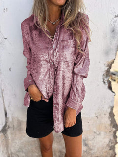 Sofie - Metallic-Bluse - Glitzerbluse in Hellrosa