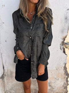 Sofie - Metallic-Bluse - Glitzerbluse in Schwarz