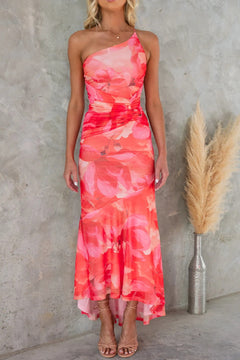 Abby | Plissee Hochzeitsgastkleid in Rot