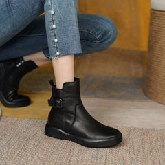 Belladonna - Vintage-Stiefeletten aus Leder in Schwarz