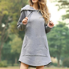 Sophie | Elegantes Hoodie-Kleid Damen casual & bequem in Grau