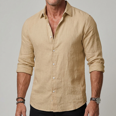 Jakob | Herren Klassisches Leinen Sommerhemd in Khaki