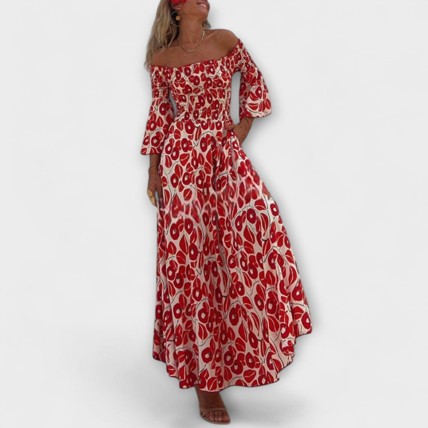 Sienna - Off-Shoulder Maxikleid für den perfekten Urlaub