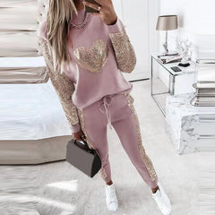 Set aus Pullover und Hose für Frauen in Rosa