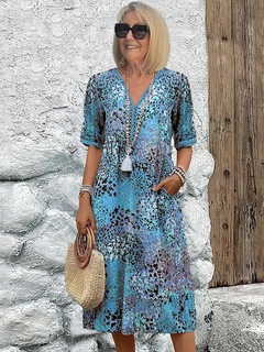 Johanna | Lebendiges Midikleid (Fast ausverkauft) in Blau