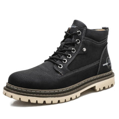 Robuste bequeme Herren Schnürstiefel in Schwarz