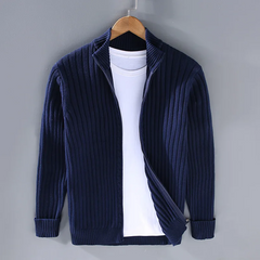 Ruben™ | Lässige Zip-Up Strickjacke in Blau