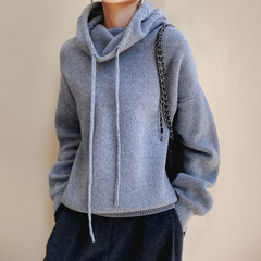 Ophelia® | Oversize Kapuzenpullover Strick in Grau