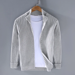Ruben™ | Lässige Zip-Up Strickjacke in Hellgrau