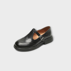 Janine | Leder Mary Janes in Schwarz
