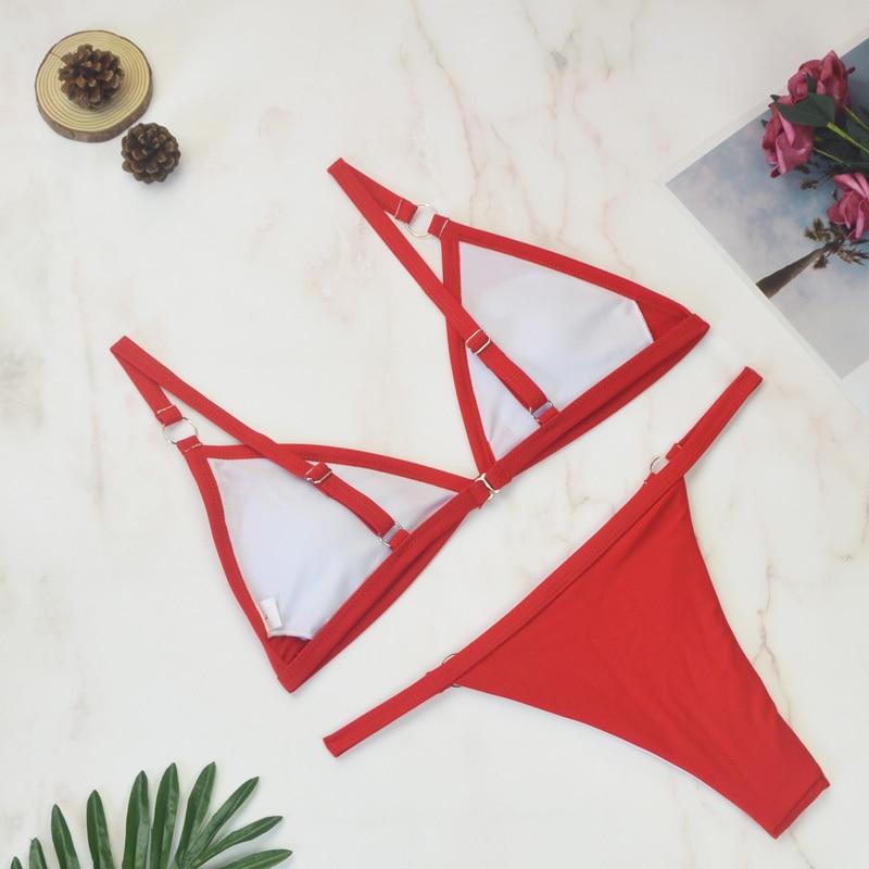 Thelma® | Zweiteiliger Bikini-Badeanzug mit goldenen Metallringen und dreieckigen Cups