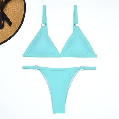 Thelma® | Zweiteiliger Bikini-Badeanzug mit goldenen Metallringen und dreieckigen Cups