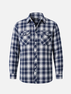 Julian | Herren Flanell Karo Hemd in Marineblau