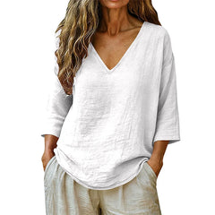 Rhianna - Elegante Bluse mit V-Ausschnitt in Weiß