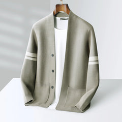 Tobias | Herren Taillierte Passform Strickjacke Pullover in Beige