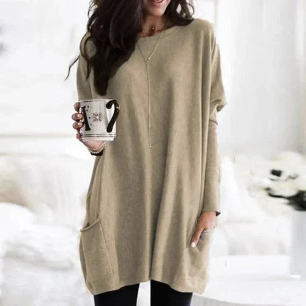 Meredith - Lässiger Langarm-Longpullover