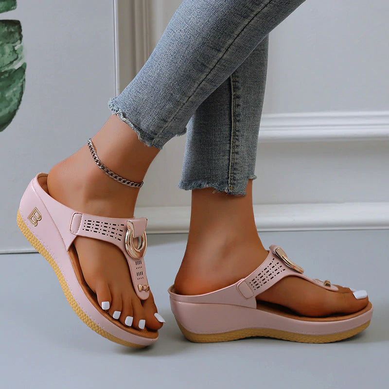 Alberte – Sommer-Keilabsatzschuhe – Offene Zehenpartie