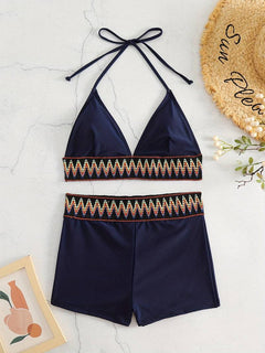 Katherine® | Stylischer Bikini mit kurzer Badehose in Dunkelblau