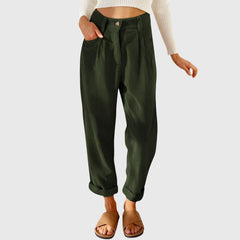 Mara | Damen Cordhose stylisch modern elegant in Grün