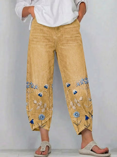 Giada - Bedruckte Relaxed-Fit-Jeans in Gelb